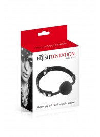 Черный силиконовый кляп-шарик на ремешках - Fetish Tentation - купить с доставкой в Керчи