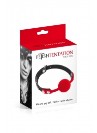 Красный кляп-шарик на черных ремешках - Fetish Tentation - купить с доставкой в Керчи