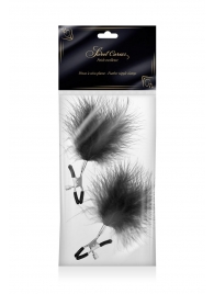 Зажимы на соски с черными пуховыми кисточками Sweet Caress Feather Nipple Clumps - Sweet Caress - купить с доставкой в Керчи