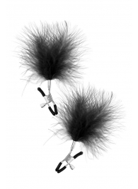 Зажимы на соски с черными пуховыми кисточками Sweet Caress Feather Nipple Clumps - Sweet Caress - купить с доставкой в Керчи