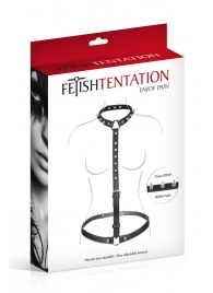 Черная упряжь на тело с шипами на ошейнике - Fetish Tentation - купить с доставкой в Керчи
