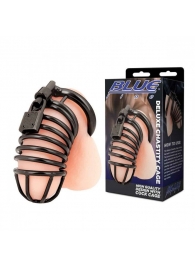 Черная металлическая клетка с замком Deluxe Chastity Cage - BlueLine - купить с доставкой в Керчи