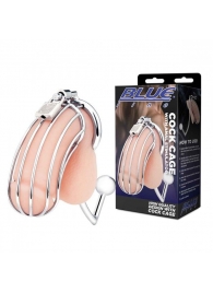 Серебристая металлическая клетка с анальным стимулятором Cock Cage - BlueLine - купить с доставкой в Керчи