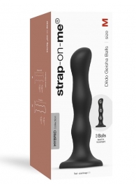 Черная насадка Strap-On-Me Dildo Geisha Balls size M - Strap-on-me - купить с доставкой в Керчи