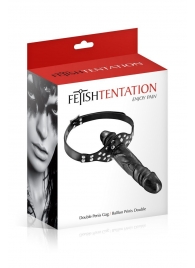 Черный кляп-фаллоимитатор Double Penis Gag - Fetish Tentation - купить с доставкой в Керчи