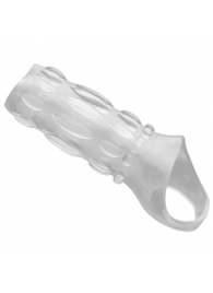 Насадка на пенис с кольцом для мошонки Clear Sensations Enhancer Sex Sleeve - 11,5 см. - XR Brands - в Керчи купить с доставкой