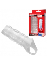 Насадка на пенис с кольцом для мошонки Clear Sensations Enhancer Sex Sleeve - 11,5 см. - XR Brands - в Керчи купить с доставкой