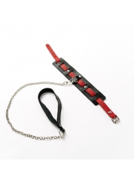 Черный ошейник с красным ремешком и поводком - Crazy Handmade - купить с доставкой в Керчи