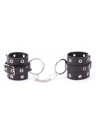 Черные кожаные наручники с люверсами - Crazy Handmade - купить с доставкой в Керчи