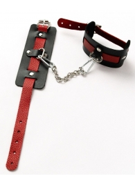 Черные оковы с красным декором и заклепками - Crazy Handmade - купить с доставкой в Керчи