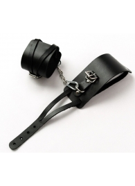 Черные кожаные оковы с креплением в виде веревочек - Crazy Handmade - купить с доставкой в Керчи