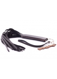 Черная кожаная плеть с удобной ручкой - 50 см. - Crazy Handmade - купить с доставкой в Керчи