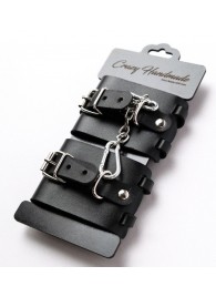 Черные кожаные наручники с ремешками - Crazy Handmade - купить с доставкой в Керчи
