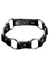 Кожаный черный ошейник с кольцами - Sitabella - купить с доставкой в Керчи