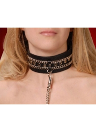 Чёрный ошейник с цепочками и поводком - Sitabella - купить с доставкой в Керчи