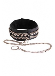 Чёрный ошейник с цепочками и поводком - Sitabella - купить с доставкой в Керчи