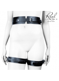 Черный кожаный пояс с гартерами - S-M - Notabu - купить с доставкой в Керчи