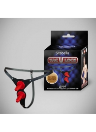 Чёрные кожаные трусики с двумя штырьками для насадок - Sitabella - купить с доставкой в Керчи