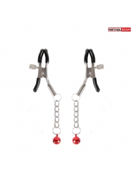 Серебристые зажимы на соски с шариками на цепочках - Notabu - купить с доставкой в Керчи