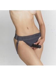 Серые трусики для фиксации насадок Strap-on-me Harness Lingerie Unique - Strap-on-me - купить с доставкой в Керчи