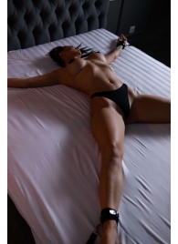 Черный кожаный набор фиксации на кровати Sex Game - БДСМ Арсенал - купить с доставкой в Керчи