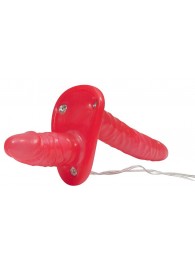 Красный женский страпон с вагинальной пробкой Bad Kitty - 18 см. - Orion - купить с доставкой в Керчи