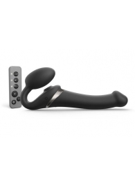 Черный безремневой страпон Multi Orgasm Size M с клиторальной стимуляцией - Strap-on-me - купить с доставкой в Керчи
