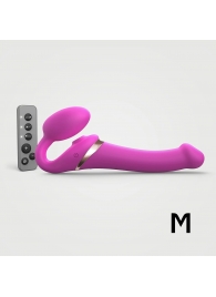 Ярко-розовый безремневой страпон Multi Orgasm Size M с клиторальной стимуляцией - Strap-on-me - купить с доставкой в Керчи