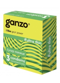 Ультратонкие презервативы Ganzo Ultra thin - 3 шт. - Ganzo - купить с доставкой в Керчи