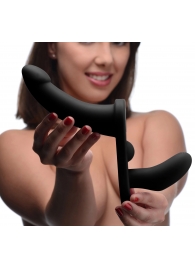 Черный вибрострапон Double Take 10X Double Penetration Vibrating Strap-on Harness - XR Brands - купить с доставкой в Керчи