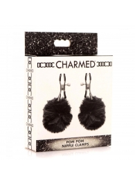 Зажимы для сосков с черным помпонами Pom Pom Nipple Clamps - XR Brands - купить с доставкой в Керчи