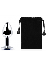 Анальное украшение BUTT PLUG  Small с синим кристаллом - 7 см. - Anal Jewelry Plug - купить с доставкой в Керчи