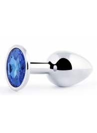 Анальное украшение BUTT PLUG  Small с синим кристаллом - 7 см. - Anal Jewelry Plug - купить с доставкой в Керчи