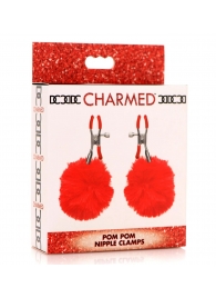 Красные зажимы на соски с помпонами Pom Pom - XR Brands - купить с доставкой в Керчи