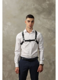 Черная мужская кожаная портупея №4 - БДСМ Арсенал - купить с доставкой в Керчи