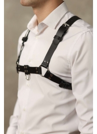 Черная мужская кожаная портупея №4 - БДСМ Арсенал - купить с доставкой в Керчи