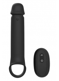 Черная насадка-удлинитель с вибрацией Vibrating Extender With Remote - Dream Toys - в Керчи купить с доставкой