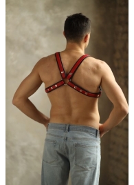 Черно-красная мужская портупея Black-Red - БДСМ Арсенал - купить с доставкой в Керчи