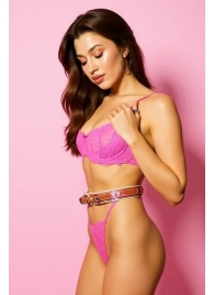 Эффектный розовый пояс из голографической эко-кожи - БДСМ Арсенал - купить с доставкой в Керчи