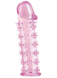 Розовая насадка на пенис с шипами - 12,5 см. - A-toys - в Керчи купить с доставкой