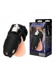 Черная клетка для пениса Silicone Small 2 in Cock Cage With Ball Divider - BlueLine - купить с доставкой в Керчи