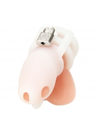 Белая клетка для пениса Silicone Small 2 in Cock Cage With Ball Divider - BlueLine - купить с доставкой в Керчи