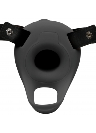 Черный полый страпон с вибрацией 2’’ Erection 28X Smooth Vibrating Silicone Penis Sheath - XR Brands - купить с доставкой в Керчи