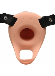Телесный полый страпон 2  Erection 28X Smooth Vibrating Silicone Penis Sheath - 16 см. - XR Brands - купить с доставкой в Керчи