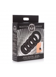 Комплект из 5 черных эрекционных колец для мошонки Ring Master Custom Ball Stretcher Kit - XR Brands - в Керчи купить с доставкой