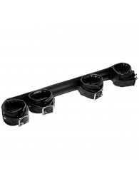 Черная распорка с манжетами для рук и ног Deluxe Rigid Spreader Bar - XR Brands - купить с доставкой в Керчи