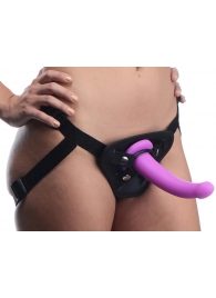 Лиловый поясной страпон Navigator Silicone G-Spot Dildo with Harness - 17,8 см. - XR Brands - купить с доставкой в Керчи
