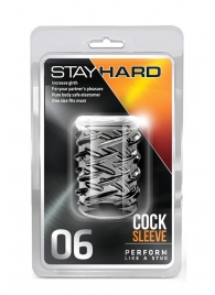 Прозрачная насадка с объёмными чёрточками STAY HARD COCK SLEEVE 06 CLEAR - Blush Novelties - в Керчи купить с доставкой