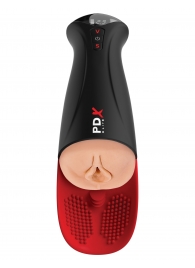 Телесный мастурбатор-вагина в черной колбе с вибрацией Fuck-O-Matic Pro XL - Pipedream - в Керчи купить с доставкой