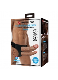 Темно-бежевый фаллопротез для двойного проникновения - 17,5 см. - Baile - купить с доставкой в Керчи